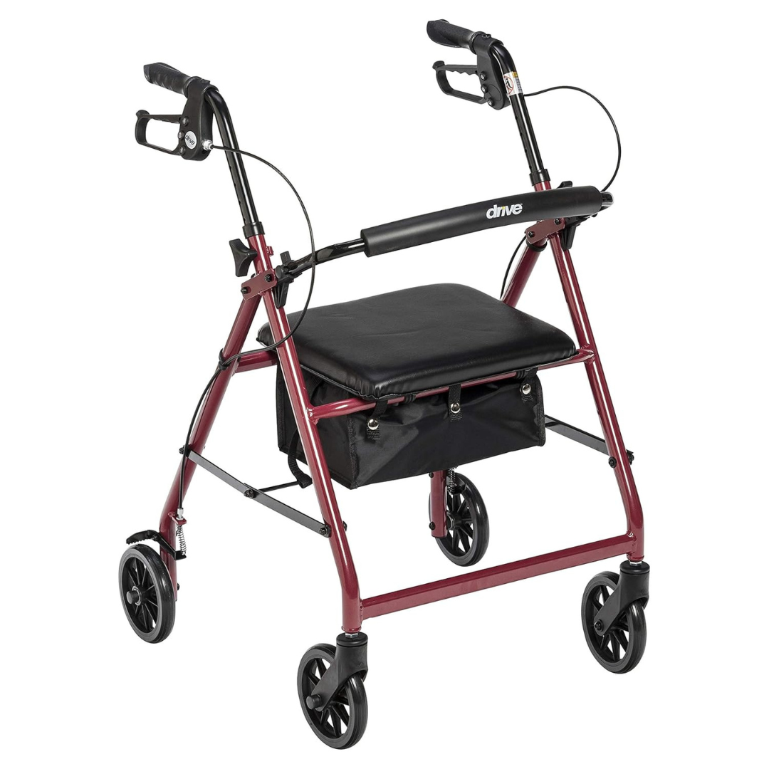 Drive Medical Rollator Aluminum W/adj. Seat Height Red