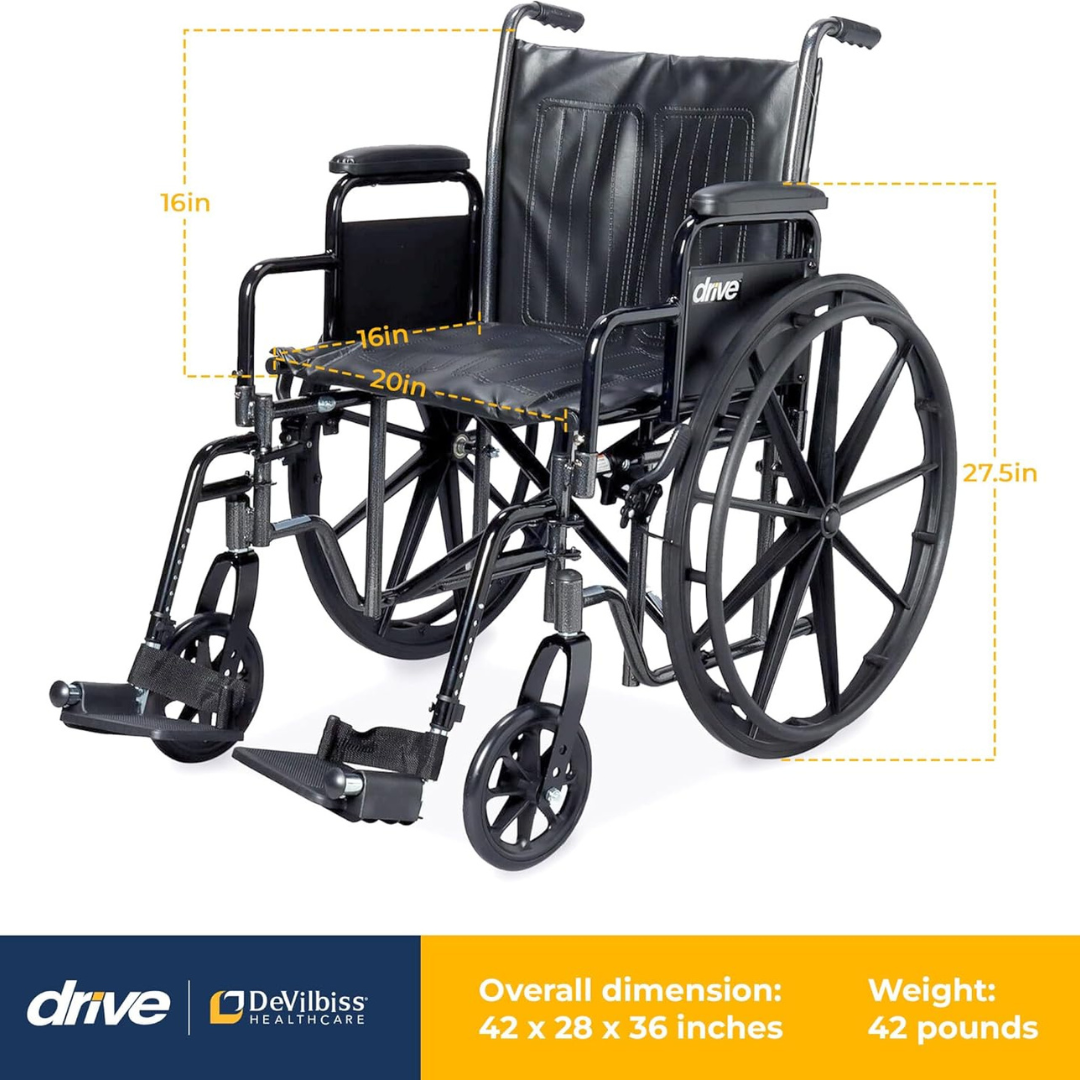 Wheelchair 16 Dual Axle Detachable Full Arms Elr's