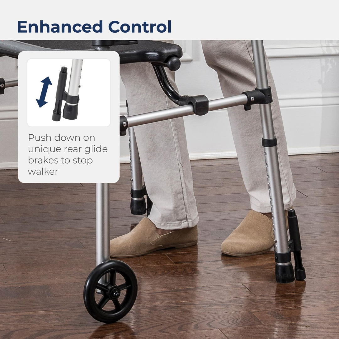 Drive Medical Clever-lite Walker W/seat & Push-down Brakes