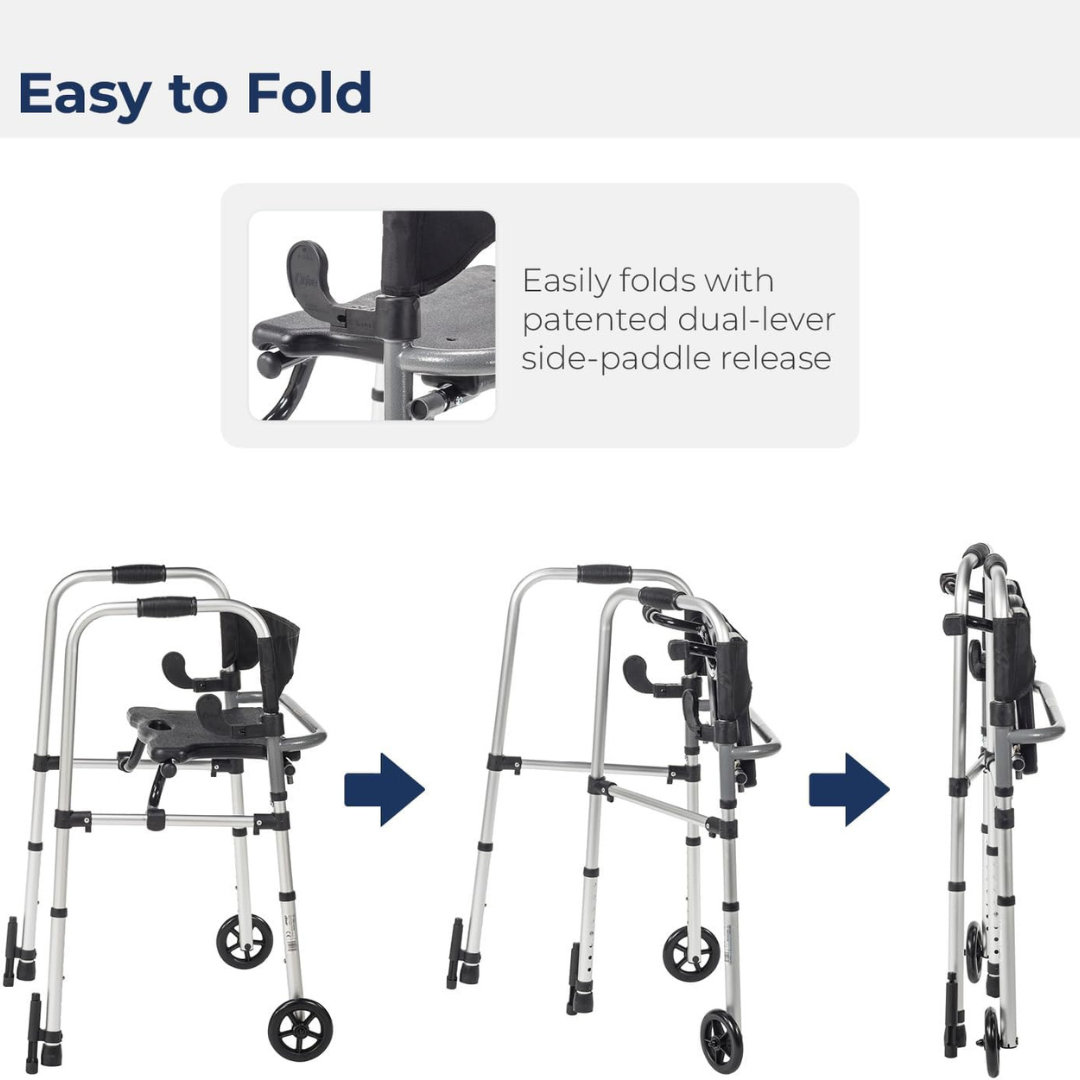 Drive Medical Clever-lite Walker W/seat & Push-down Brakes