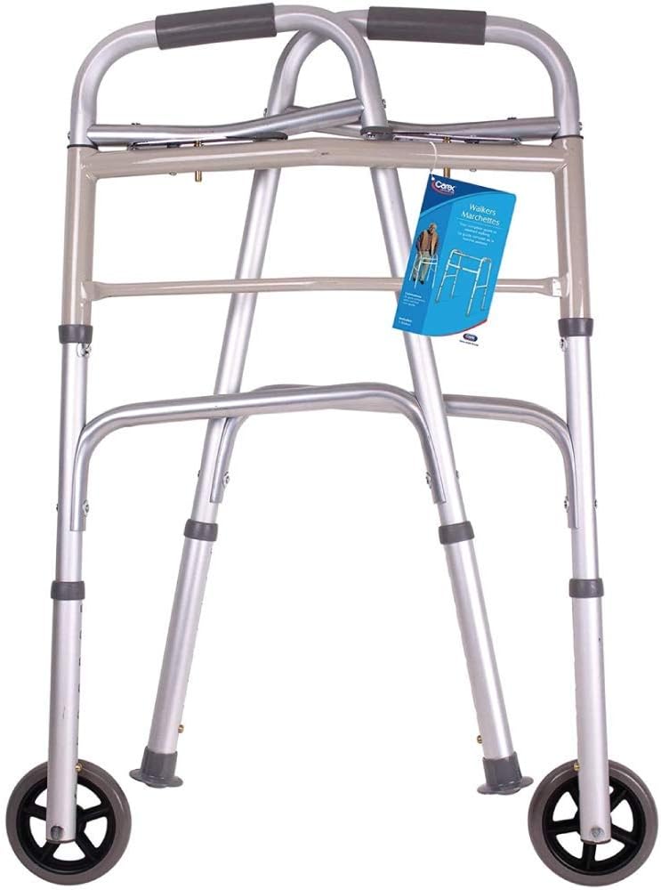 Carex A84790 Walker Dual Paddle Folding W/ 5 Wheels & Glides