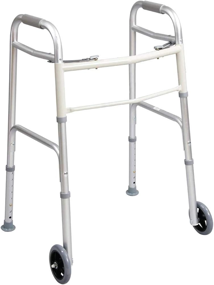 Carex A84790 Walker Dual Paddle Folding W/ 5 Wheels & Glides