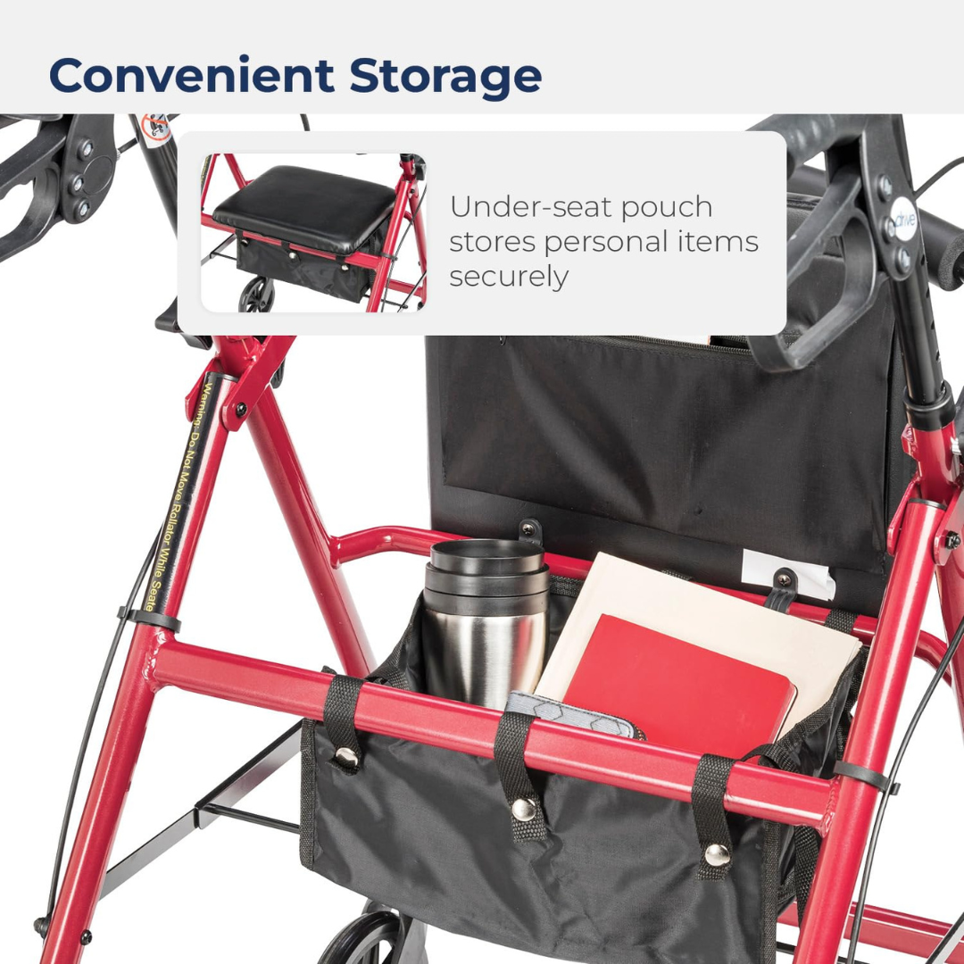 Drive Medical Rollator Aluminum W/adj. Seat Height Red