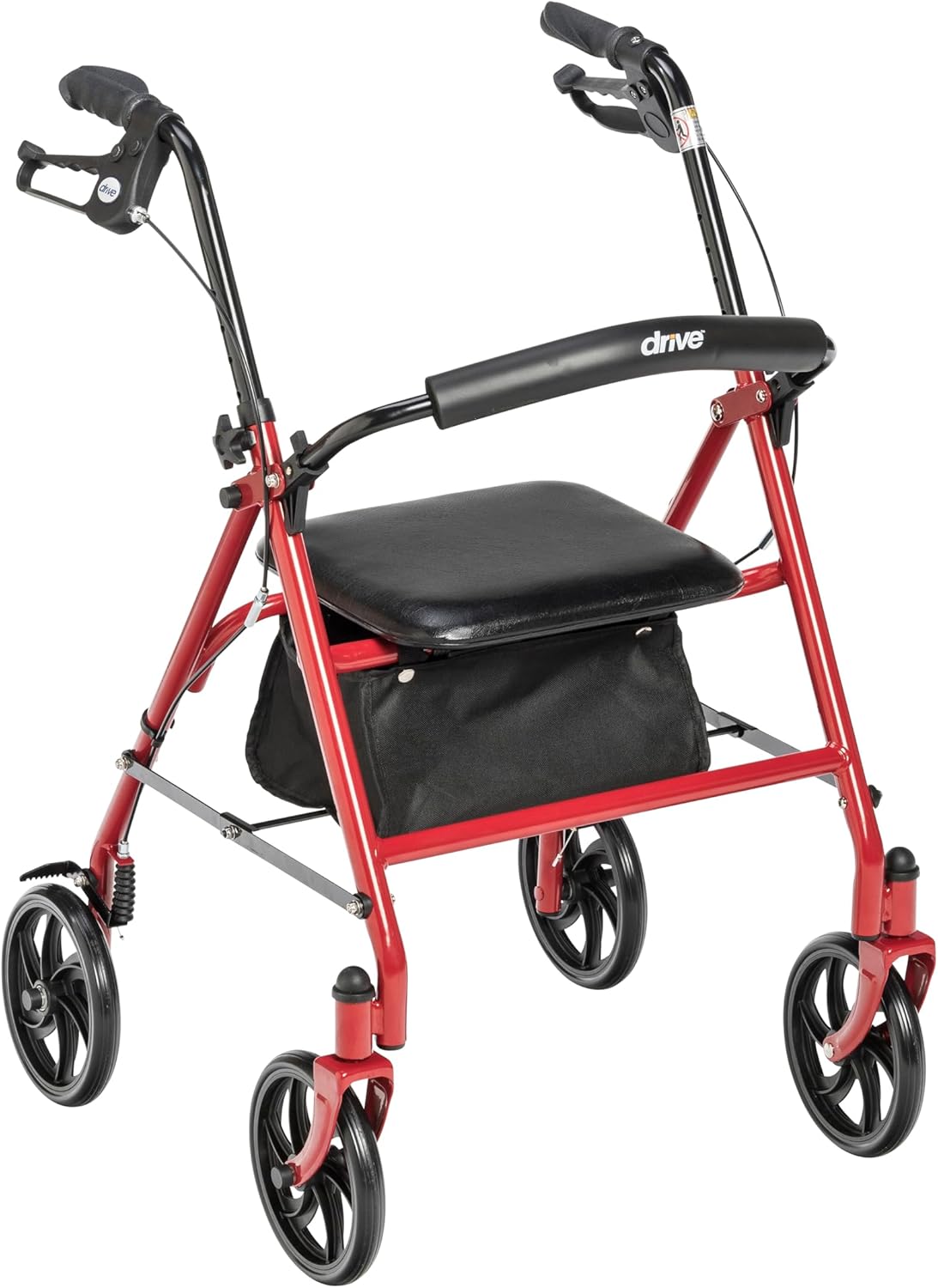 Drive Medical Rollator 4-wheel With Pouch & Padded Seat Red - Drive