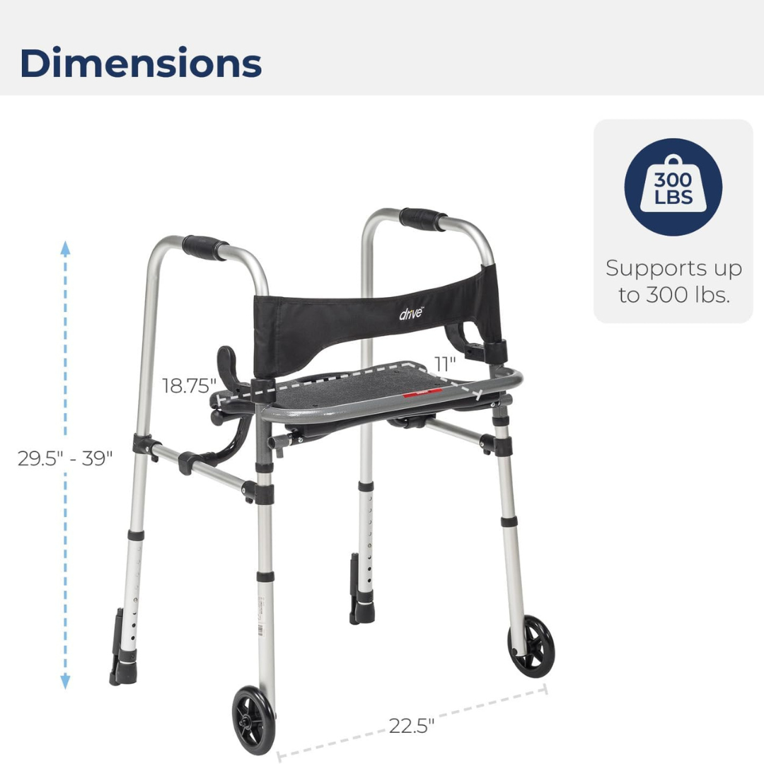 Drive Medical Clever-lite Walker W/seat & Push-down Brakes