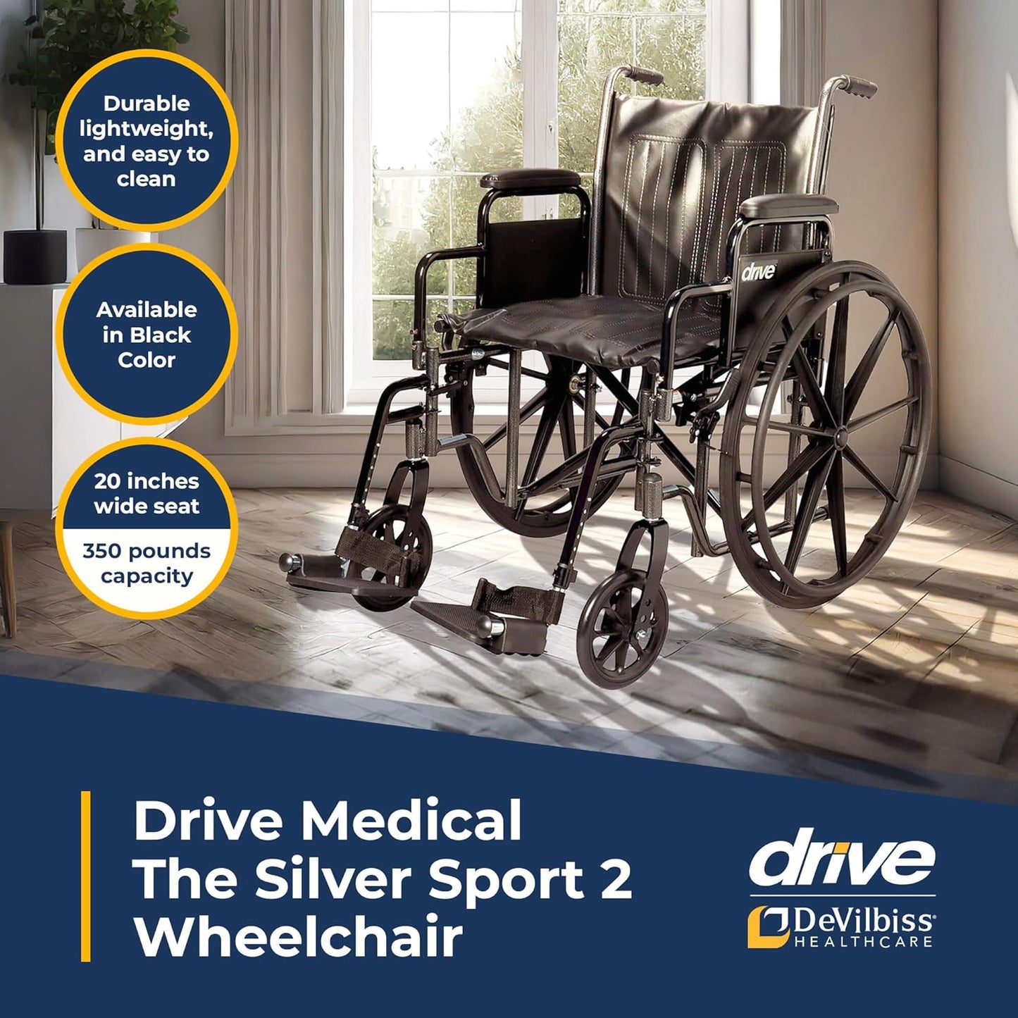 Drive Medical Wheelchair Econ Rem Desk Arms 20 W/sf Dual Axle