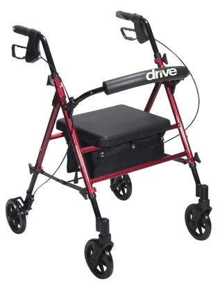 Drive Medical Rollator Aluminum W/adj. Seat Height Red