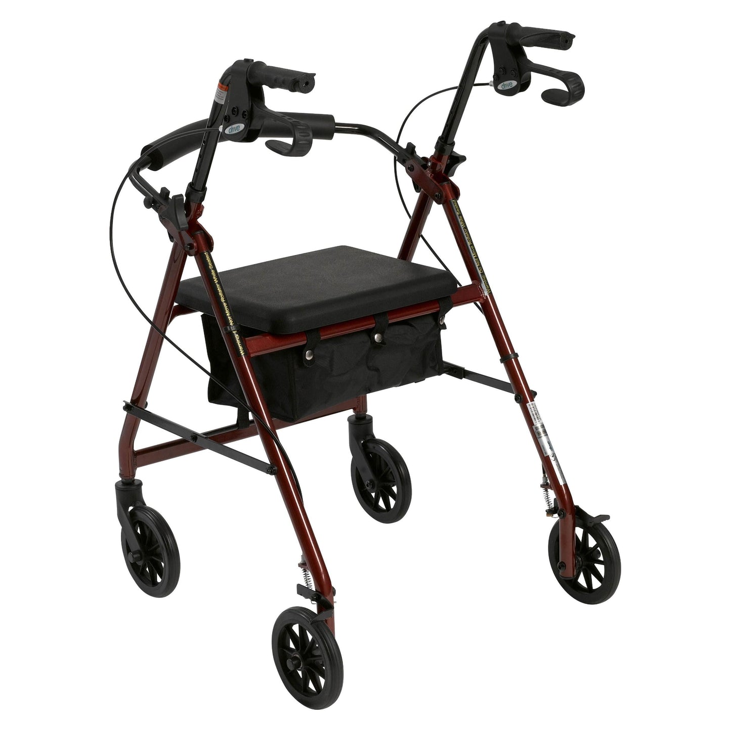 Rollator 4-wheel With Pouch & Padded Seat Red - Drive -