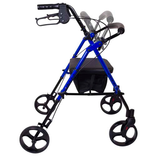 ProBasics Aluminum Height Adjustable Rollator - 8" Wheels - Comfortable Seat, Lockable Brakes, Convenient Storage - Mobility Aid for Seniors, Handicapped, Post-Surgery Recovery - Blue