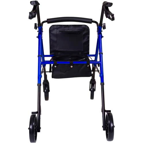 ProBasics Aluminum Height Adjustable Rollator - 8" Wheels - Comfortable Seat, Lockable Brakes, Convenient Storage - Mobility Aid for Seniors, Handicapped, Post-Surgery Recovery - Blue