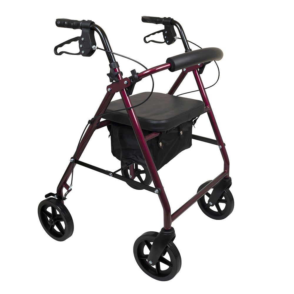 ProBasics Deluxe Aluminum Rollator with 8-inch Wheels, Red