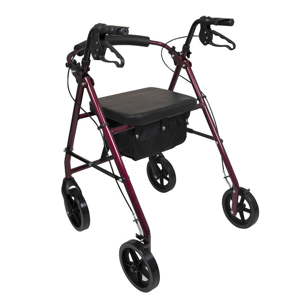 ProBasics Deluxe Aluminum Rollator with 8-inch Wheels, Red