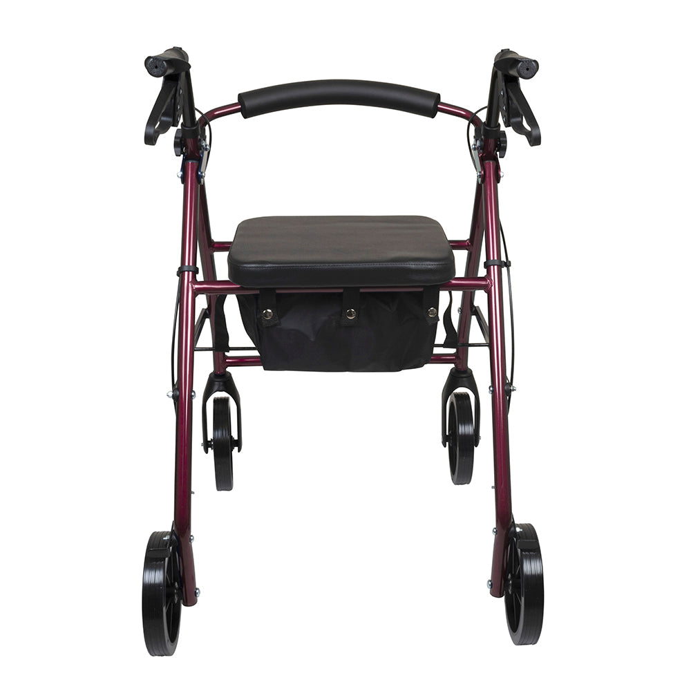ProBasics Deluxe Aluminum Rollator with 8-inch Wheels, Red