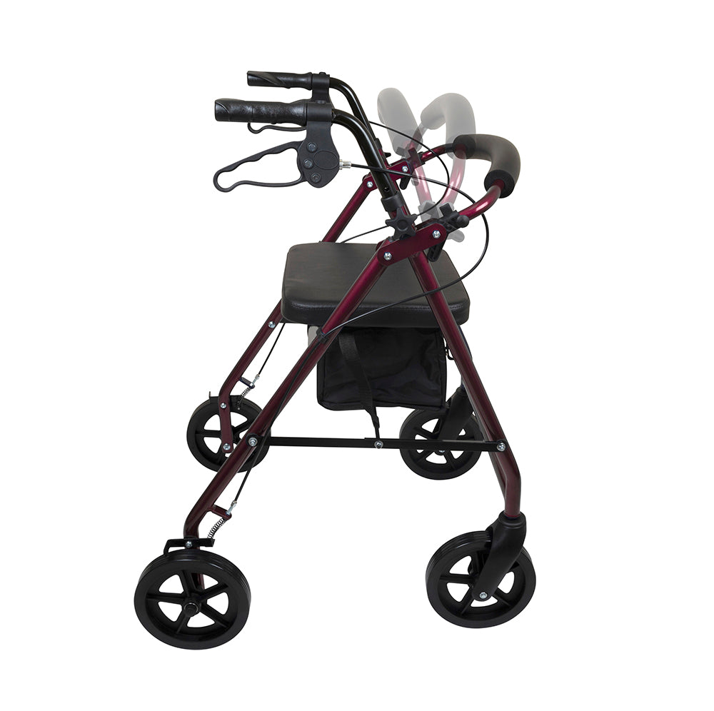 ProBasics Deluxe Aluminum Rollator with 8-inch Wheels, Red