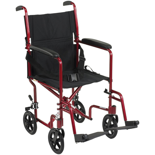 Drive Medical Wheelchair Transport Lightweight Red 19