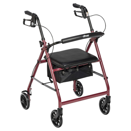 Drive Medical Rollator Aluminum W/adj. Seat Height Red