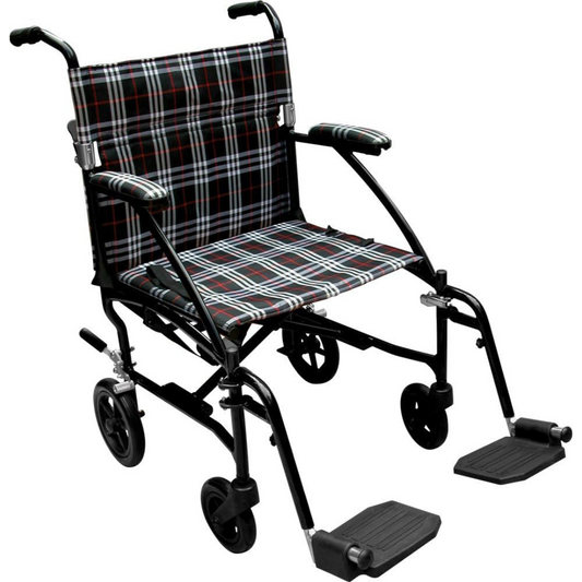 Drive Medical DFL19BLK Fly-lite Transport Chair Black  19
