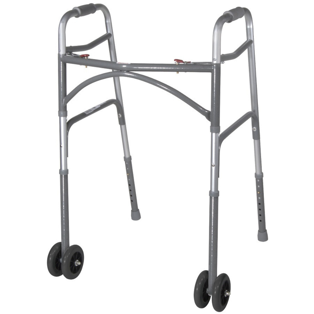 Carex Bariatric Adult Folding Walker W/wheels Double Button