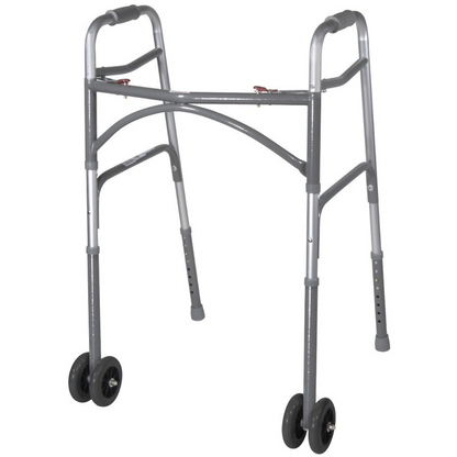 Carex Bariatric Adult Folding Walker W/wheels Double Button