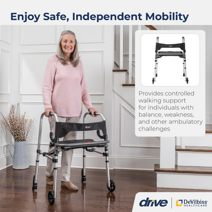 Drive Medical Clever-lite Walker W/seat & Push-down Brakes