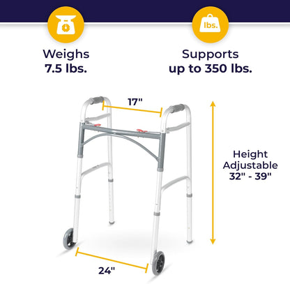 Drive Medical 10210-1 Walker Folding 2-Button Youth W/5" Wheels Deluxe (Drive)