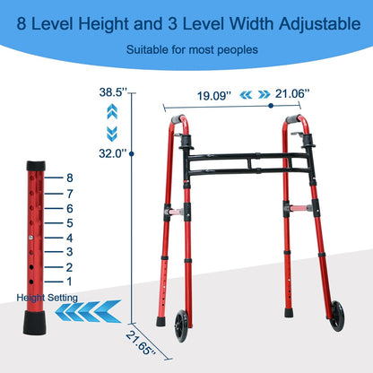 Lumex Walker Adult W/5 Wheels Folding Red Each