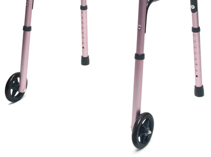 Lumex 716270PK-2 Walker Adult W/5 Wheels Folding Pink Case Of 2