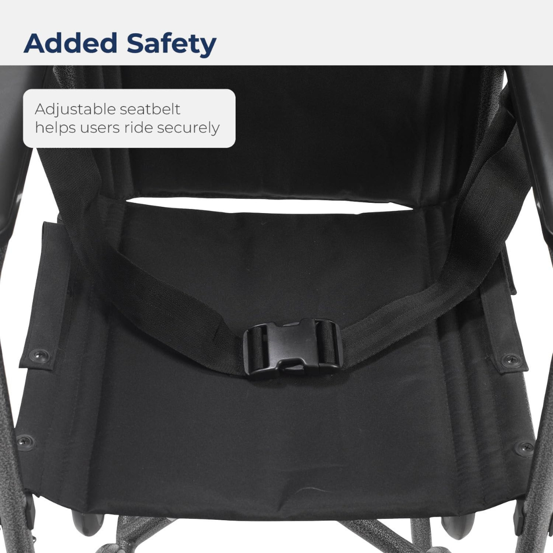 Transport Chair drive 17 Inch Seat Width Full Length Arm Swing-Away Footrest Steel Frame with Silver Vein Finish