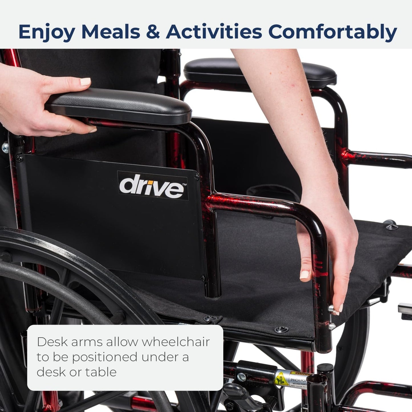 Drive Medical Rebel W/c 18 Flame Red Detach Desk Arms/s/a