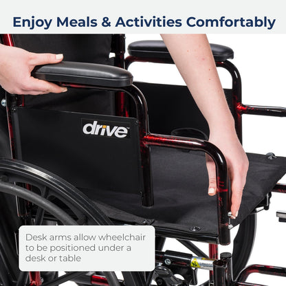 Drive Medical Rebel W/c 18 Flame Red Detach Desk Arms/s/a