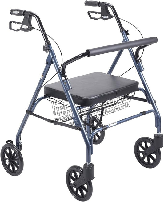 Drive Medical Rollator Oversize With Loop Bk Blue Bariatric Steel