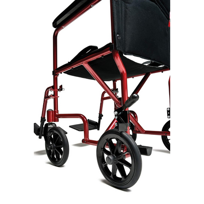 Transport Chair McKesson 19 Inch Seat Width Full Length Arm Swing-Away Footrest Aluminum Frame with Red Finish