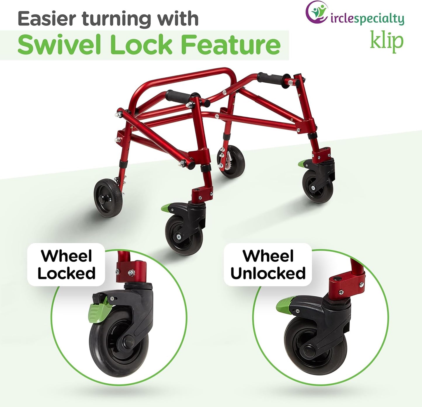 CIRCLE SPECIALTY KP420R Klip Walker Small Red 4-wheeled