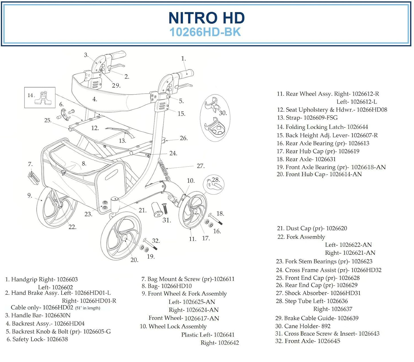 Drive Medical Nitro Rollator Hd Black Bariatric Black
