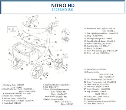 Drive Medical Nitro Rollator Hd Black Bariatric Black