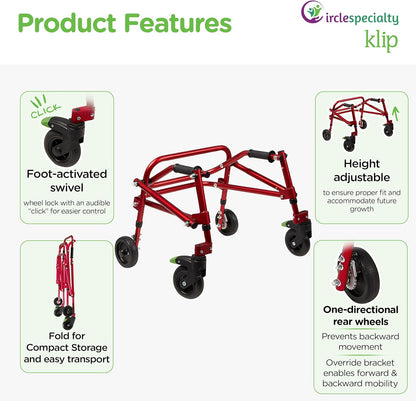 CIRCLE SPECIALTY KP420R Klip Walker Small Red 4-wheeled