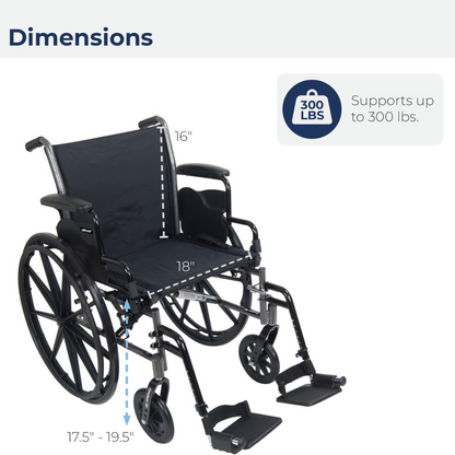 K3 Wheelchair Ltwt 18  W/dda & Elr's  Cruiser Iii 