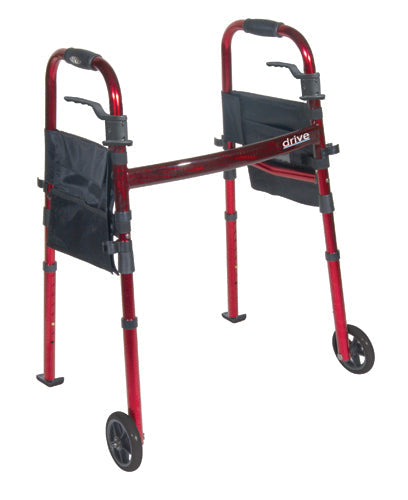 Drive Medical Deluxe Folding Travel Walker Red