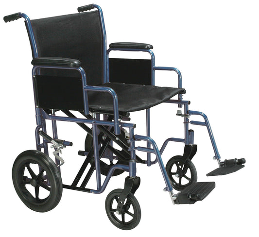 Drive Medical Transport Wheelchair Bariatric 20  Wide  Blue