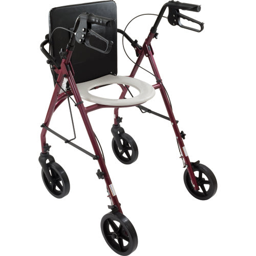 Free2Go Rollator Burgundy Toilet Seat Walker Frame