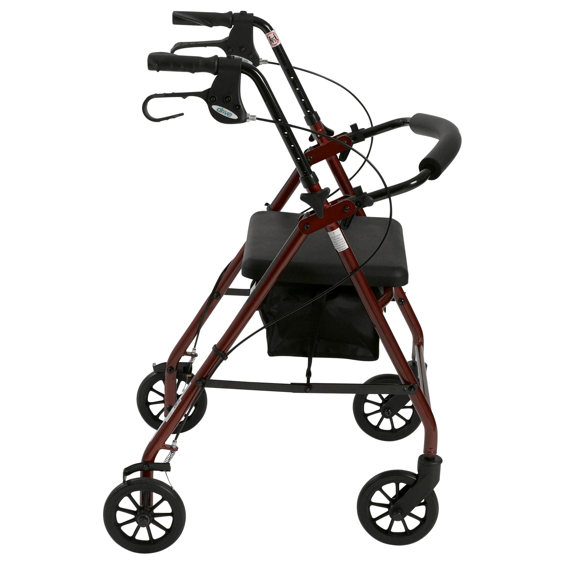 Rollator 4-wheel With Pouch & Padded Seat  Red - Drive -  