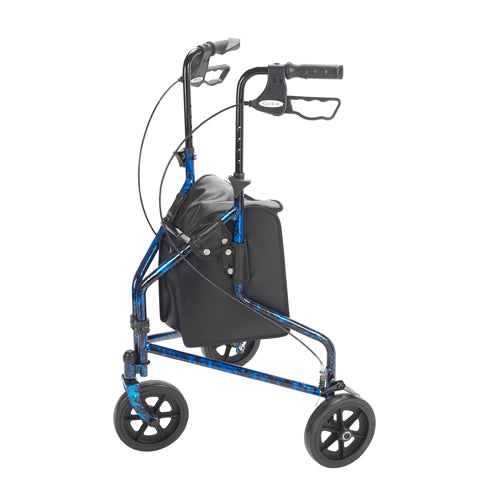 Rollator 3-wheeled W/pouch & Basket Loop Brake-flame Blue -  