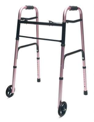 Lumex 716270PK-2 Walker Adult W/5 Wheels Folding Pink Case Of 2