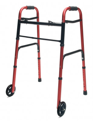 Walker  Adult W/5  Wheels Folding  Red  Case Of 2 -  
