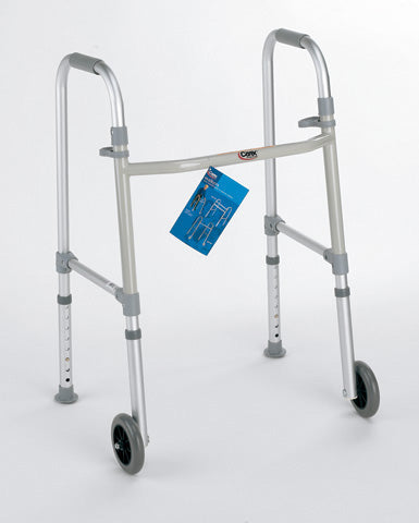 Carex A84790 Walker Dual Paddle Folding W/ 5 Wheels & Glides