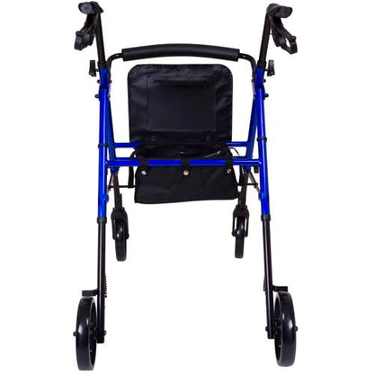 ProBasics Aluminum Height Adjustable Rollator - 8" Wheels - Comfortable Seat, Lockable Brakes, Convenient Storage - Mobility Aid for Seniors, Handicapped, Post-Surgery Recovery - Blue