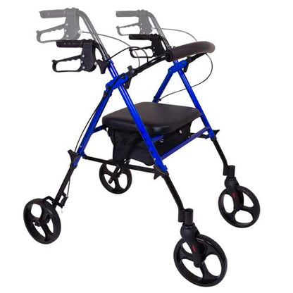ProBasics Aluminum Height Adjustable Rollator - 8" Wheels - Comfortable Seat, Lockable Brakes, Convenient Storage - Mobility Aid for Seniors, Handicapped, Post-Surgery Recovery - Blue