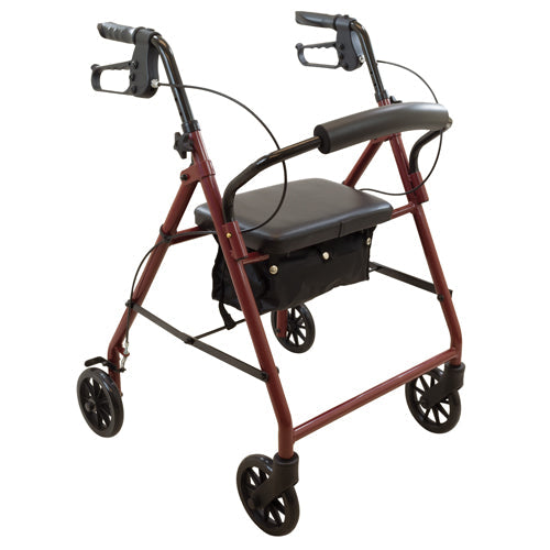 Rollator  Steel  6  Wheels Burgundy  300 Lb. Weight Cap -  