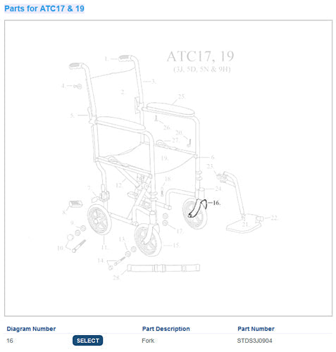 Drive Medical STDS3J0904 Front Fork For 10950 Transport Chairs