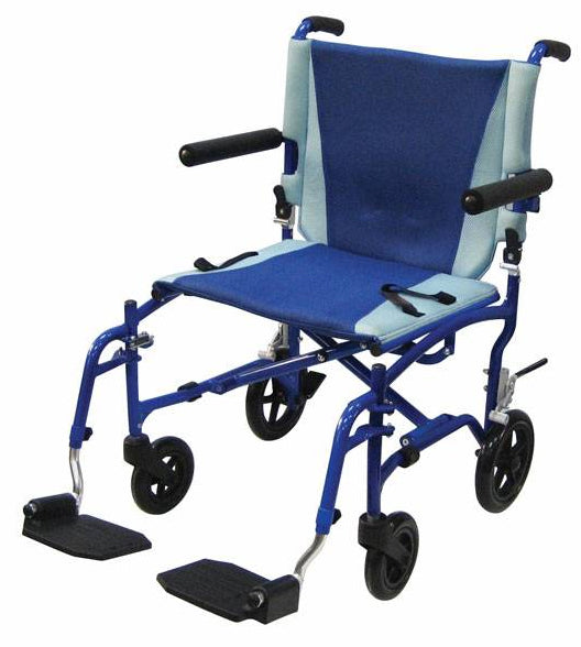 Drive Medical TS19 Transport Chair 19 Aluminum Blue Frame / Blue Upholstery